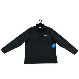 Columbia Men's Fleece Pullover Sweater Size 1X Black 1/4 Snap Neck Soft Warm